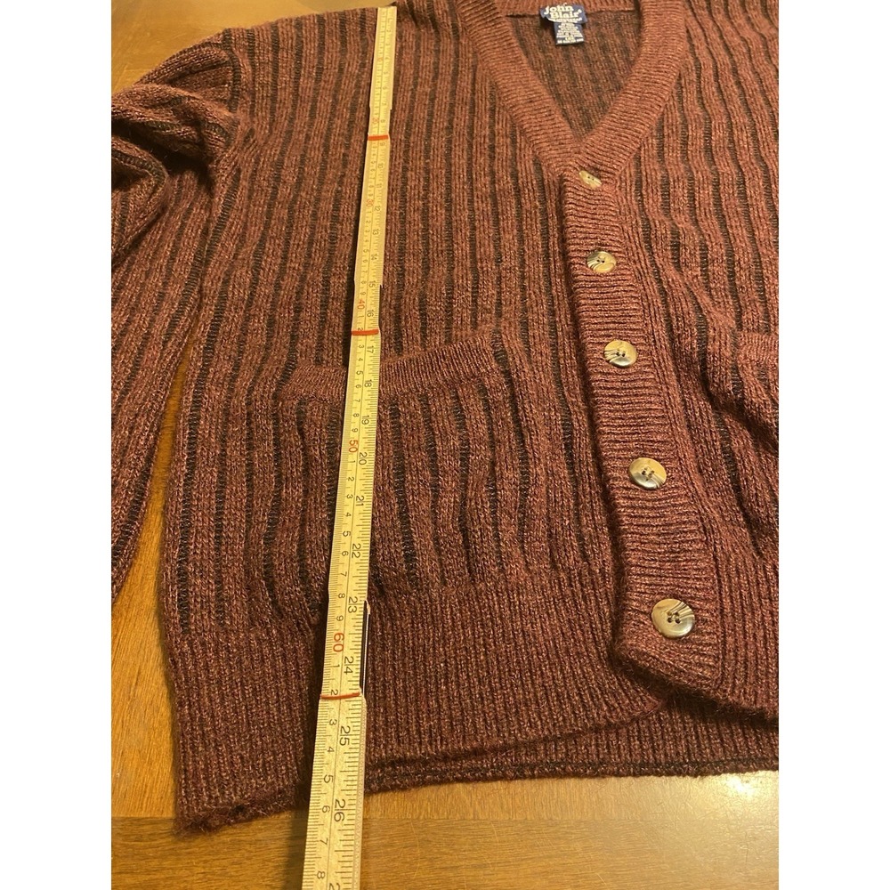 Vtg John Blair Cardigan Ribbed Button Up Size L Burgundy Grandpacore academia - Picture 3 of 6